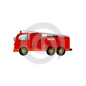 Fire equipment elements fire engine truck isolated on white background