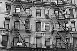 Fire escape in black and withe