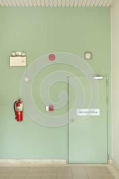 Fire escape door ,Fire Extinguisher, Fire alarm