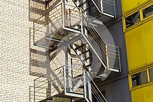 Fire escape on the facade of an office building