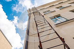 Fire escape leading to the roof of the house