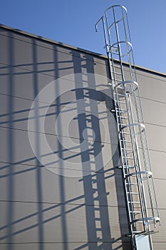 Fire escape or rescue ladder at a modern industrial building