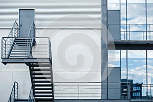 Fire escape staircase in a modern office building