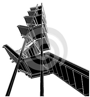 A Fire Escape Stairs Vector 01