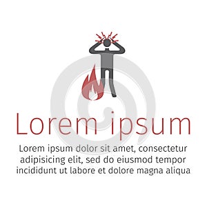 Fire evacuation vector sign. Burning man. Conflagration icon