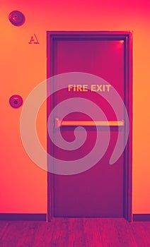 Fire exit door. Fire exit emergency door red color metal material