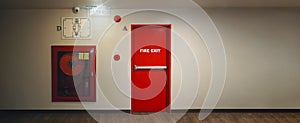 Fire exit door. Fire exit emergency door red color metal material