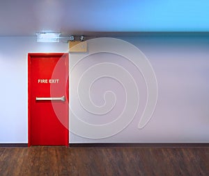 Fire exit door. Fire exit emergency door red color metal material