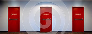 Fire exit door. Fire exit emergency door red color metal material