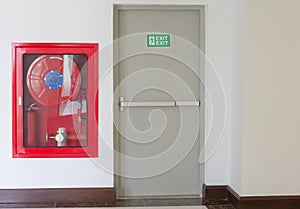 Fire exit door and fire extinguish equipment