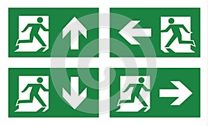 Fire exit icon set