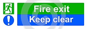 Fire exit keep clear sign