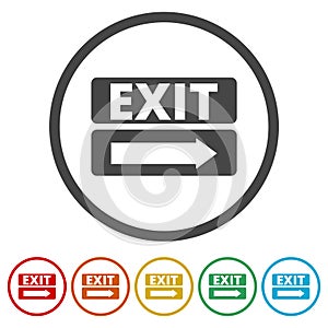 Fire exit sign, Emergency exit, 6 Colors Included