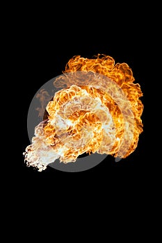 Fire explosion, isolated on black background