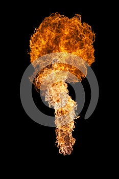 Fire explosion, isolated on black background