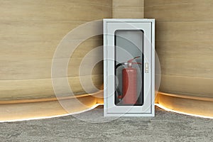 Fire extinguish equipment on the wall in an corridor