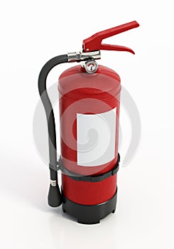 Fire extinguisher with blank label isolated on white background. 3D illustration