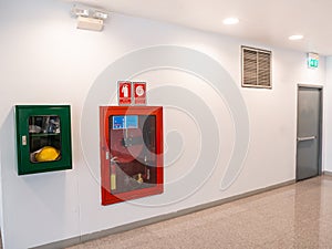 Fire extinguisher cabinet in the office building