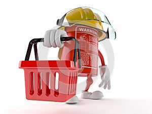 Fire extinguisher character holding shopping basket