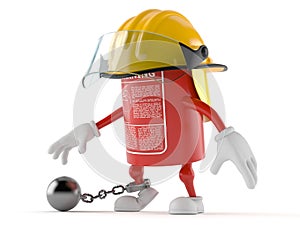 Fire extinguisher character with prison ball