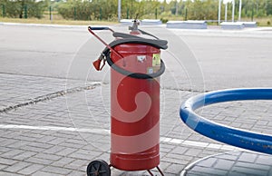 The fire extinguisher is charged and ready for use