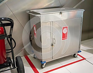 Fire extinguisher and Fire hose reel in 4- wheel stainless stee