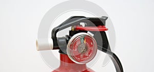 Fire extinguisher gauge close up