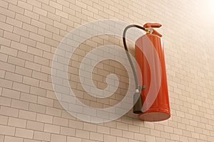 Fire extinguisher handing on wall