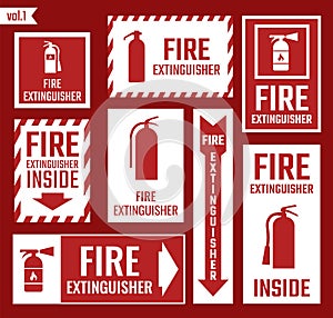 Fire extinguisher labels and signs photo