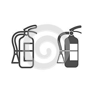 Fire extinguisher line and solid icon, Safety engineering concept, Fire alarm sign on white background, extinguisher