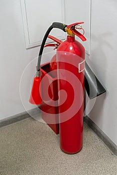 Fire extinguisher in the office building. Fire Safety