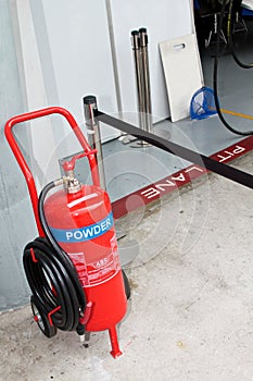 Fire extinguisher at pit stop vicinity