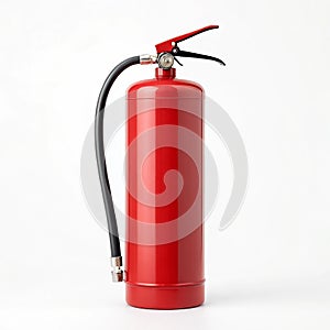 Fire extinguisher with red cylinder on white background