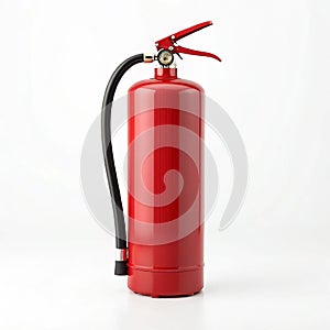 Fire extinguisher with red cylinder on white background