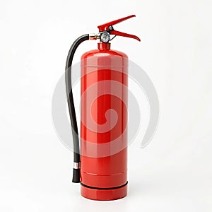 Fire extinguisher with red cylinder on white background