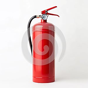 Fire extinguisher with red cylinder on white background