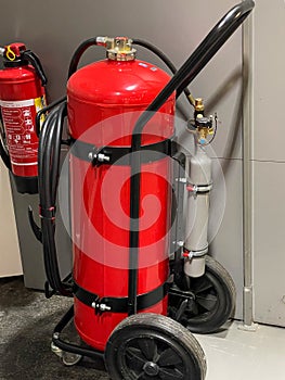 fire extinguisher in the store. Industrial fire extinguisher.