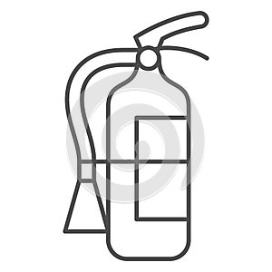 Fire extinguisher thin line icon, Safety engineering concept, Fire alarm sign on white background, extinguisher icon in