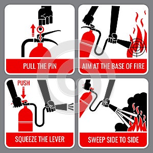 Fire extinguisher vector instruction photo