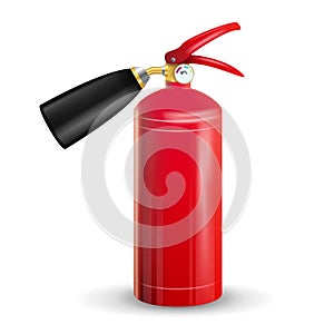 Fire Extinguisher Vector. Sign 3D Realistic Red Fire Extinguisher Isolated Illustration