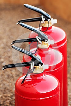 Fire extinguishers close up