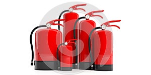 Fire extinguishers isolated on white background. 3d illustration