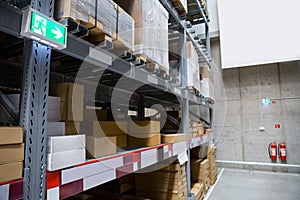 Fire extinguishers in the warehouse.