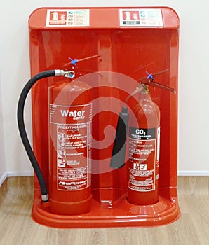 Fire extinguishers water and CO2