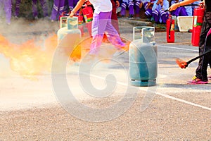 fire fighter Gas tank during a learning training exercise