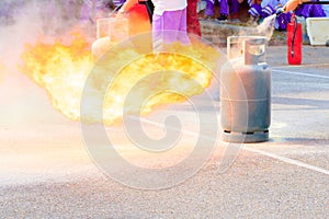 Fire fighter Gas tank during a learning training exercise