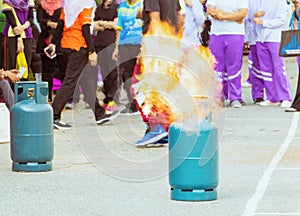 Fire fighter Gas tank during a learning training exercise