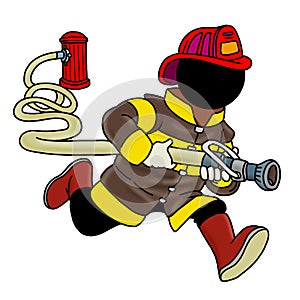 Fire fighter holding a hose