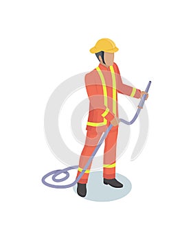 Fire-fighter Male Realistic Isometric Model Form