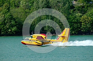 Fire fighter plane full water